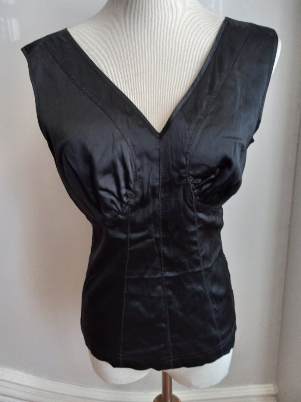 EXPRESS BLACK SILK RUCHED TOP NWT 8